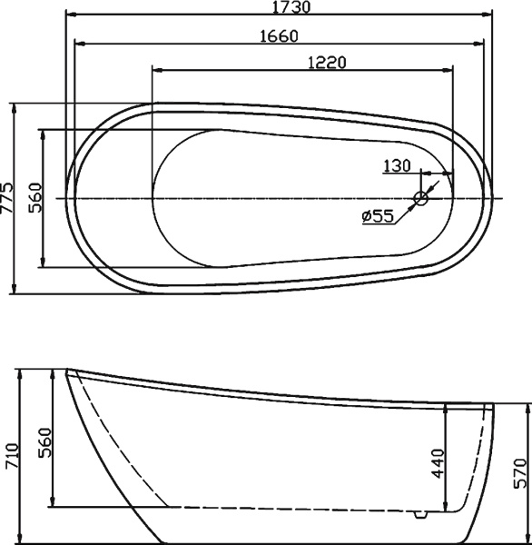 Акриловая ванна BelBagno  BB15 173x78