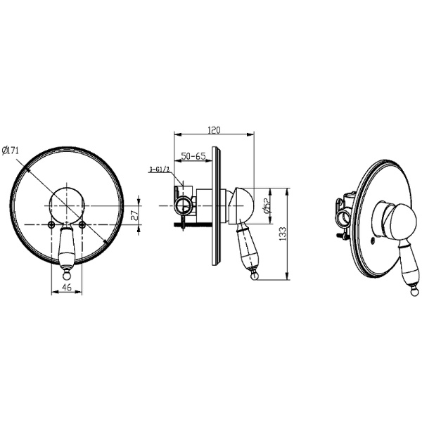 Смеситель для душа Boheme Crystal 285-CRST встраиваемый в стену 
без термостата Gold