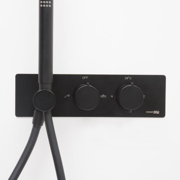 Смеситель для душа Wasserkraft Elbe 7488 встраиваемый в стену 
с термостатом черный