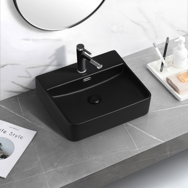 Раковина  прямоугольная Abber Rechteck AC2203MB керамика цвет черный матовый