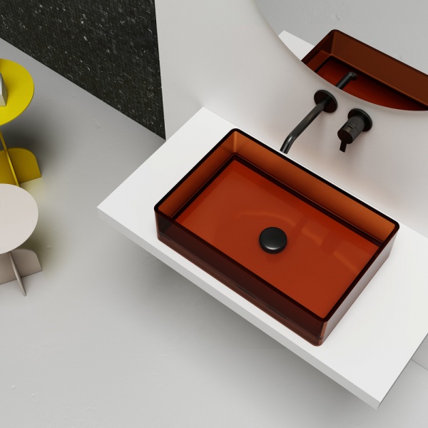 Раковина  прямоугольная Abber Kristall AT2803Opal полиэфирная смола цвет коричневый