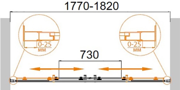 Душевая дверь Cezares Molveno MOLVENO-BF-2-180-C-Cr-IV 180 см стекла прозрачные, профиль хром