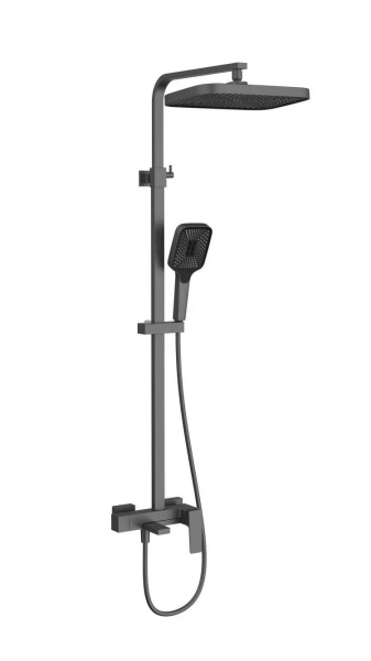 Душевая система со смесителем Vincea Cube VSFS-4C12GM монтаж настенная без термостата вороненая сталь