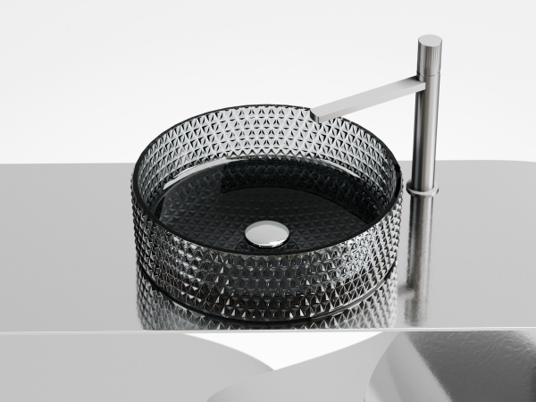 Раковина накладная круглая Ceramica Nova Cristal CN6060 стекло цвет черный