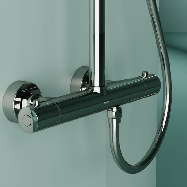 Душевая система со смесителем Sancos Game SC3002CH монтаж настенный с термостатом хром