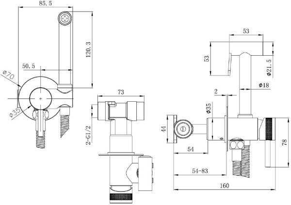 Гигиенический душ Allen Brau Priority 3.0 5.31A29-GB встраиваемый в стену брашированное золото