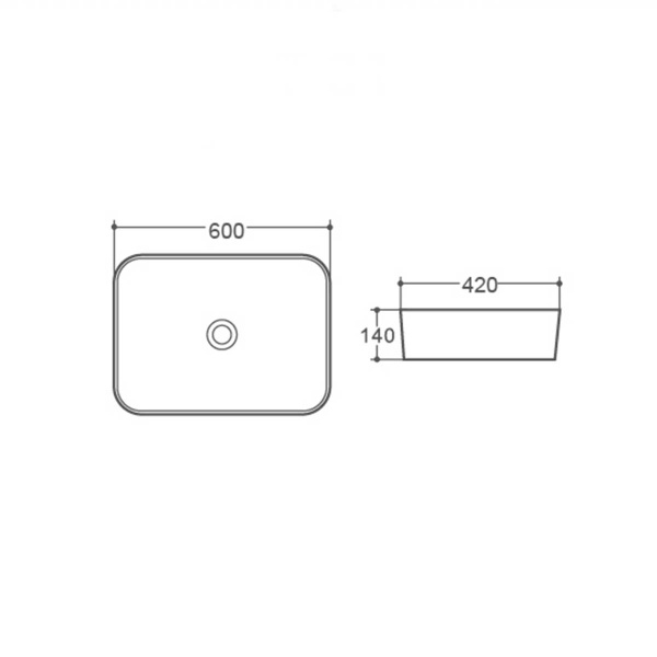 Раковина накладная прямоугольная Vincea  VBS-304 фарфор цвет белый