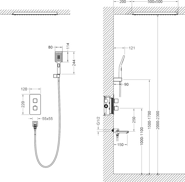 Душевая система со смесителем Timo Petruma SX-5019/00SM монтаж встраиваемая в стену с термостатом хром