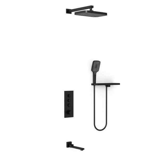 Душевая система со смесителем Vincea  VSFW-431T1RMB монтаж встраиваемая в стену с термостатом матовый черный