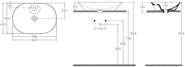 Раковина накладная овальная Allen Brau Fantasy 4.11020.20 керамика цвет белый