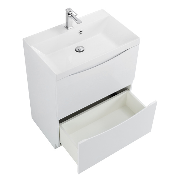 Тумба под раковину напольная BelBagno Marino MARINO-600-2C-PIA-BL-P 60 см  2 ящика цвет Bianco Lucido 