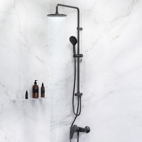 Душевая система со смесителем Am.Pm Gem F42890A24 монтаж настенная без термостата черный