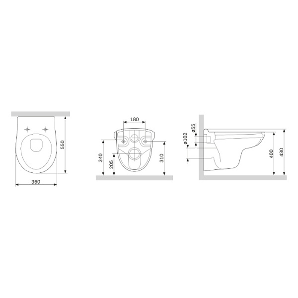 Унитаз подвесной Damixa Willow DX15C1700SC Rimless фарфор белый