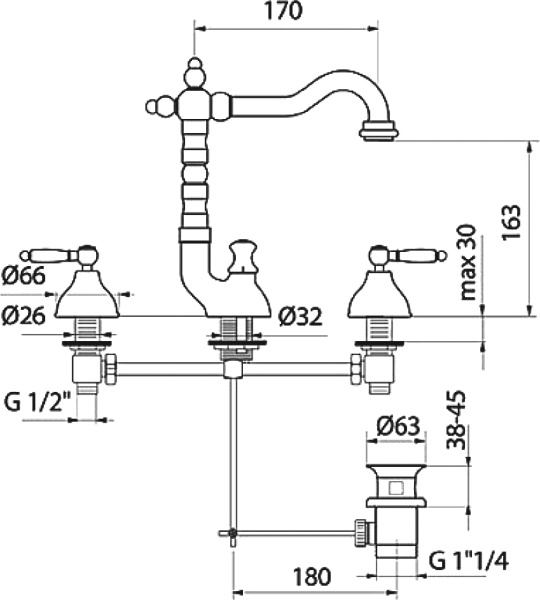 Смеситель для раковины Webert Dorian DO750202015 хром