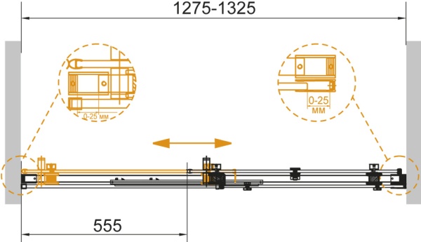 Душевая дверь Cezares STYLUS-SOFT-BF-1-130-C-Cr  раздвижные