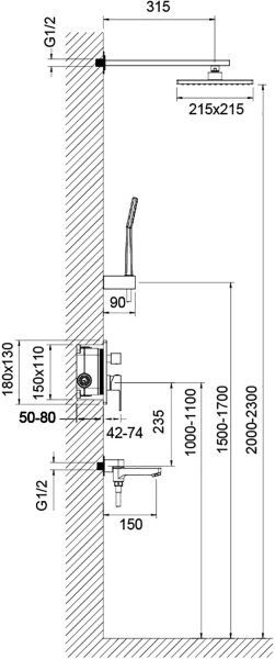 Душевая система со смесителем Timo Selene SX-3069/17SM монтаж встраиваемая в стену без термостата матовое золото