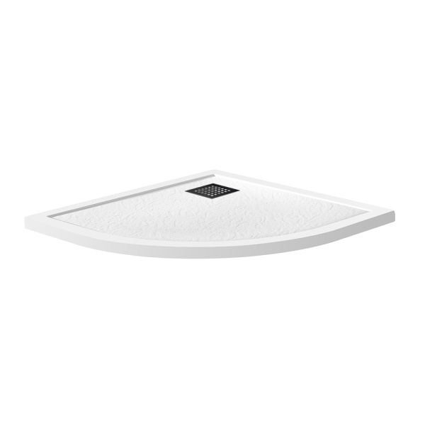 Душевой поддон низкий BelBagno Uno TRAY-MR-UNO-R-80-550-35-W-NO четверть круга литьевой мрамор 80x80 белый