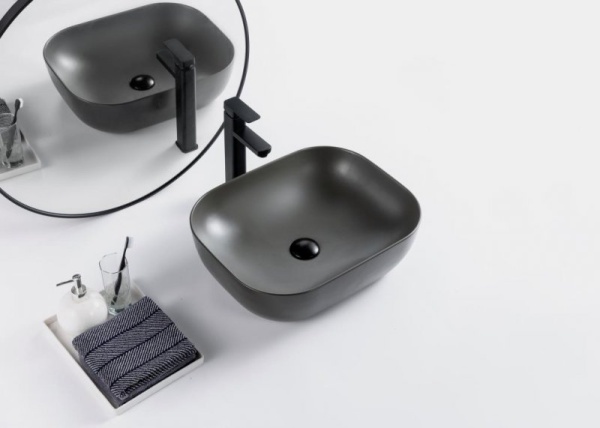 Раковина накладная прямоугольная BelBagno  BB1302-H311 фаянс цвет темно-серый матовый