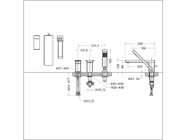 Смеситель для ванны Bravat Phillis F556101C-2-ENG на борт ванны 
без термостата хром