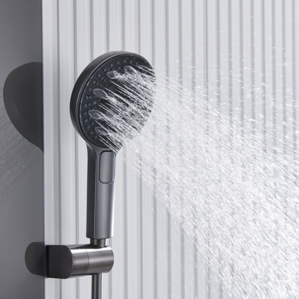 Душевая система со смесителем Black&White Gravity GH-9025-GM монтаж встраиваемая  в стену с термостатом вороненая сталь