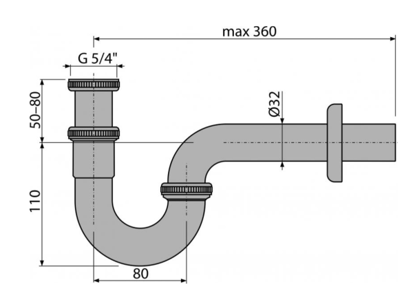 Сифон для биде AlcaPlast A45E латунь хром