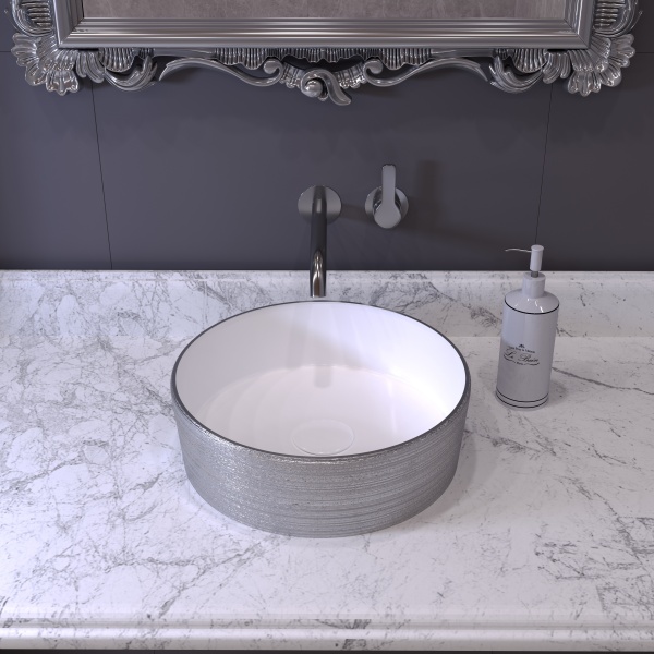 Раковина  круглая Grossman Color GR-5020SW фаянс цвет серебряный-белый