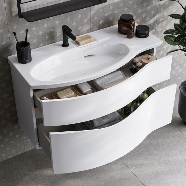Тумба под раковину подвесная Kerama Marazzi Riva RV.100Lh/WHT.M 100 см  2 ящика цвет белая матовая 