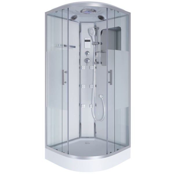 Душевая кабина с крышей Niagara Ultra NG-301-01 четверть круга  90x90 стекла прозрачные с узором, профиль хром