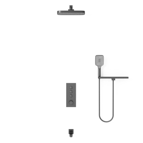 Душевая система со смесителем Vincea  VSFW-431T1RGM монтаж встраиваемая в стену с термостатом вороненая сталь