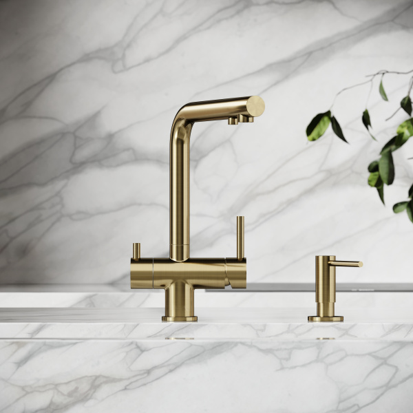 Смеситель для кухни Sancos Foster SC4014BG с подключением к фильтру брашированное золото