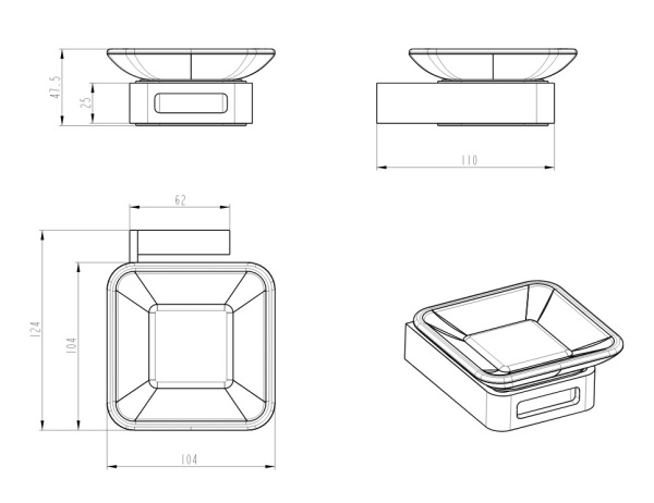 Мыльница Boheme Q 10943-CR латунь стекло