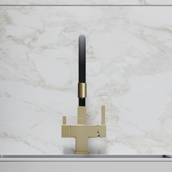 Смеситель для кухни Sancos Arno SC4005BG с подключением к фильтру брашированное золото/черный