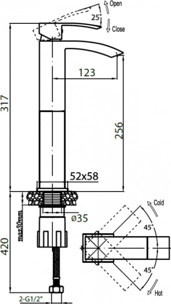 Смеситель для раковины Cezares Quattro QUATTRO-C-LC-01-W0 