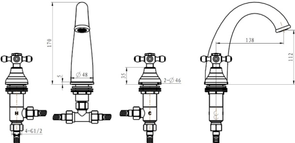 Смеситель для раковины Boheme Crystal 297-CRST 