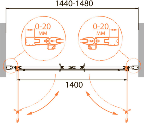 Душевая дверь Cezares Relax RELAX-B-2-150-C-Bi  см стекла , профиль 