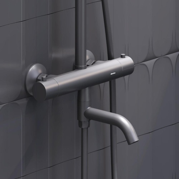 Душевая система со смесителем Damixa Jupiter 977810300 монтаж настенная с термостатом черный матовый