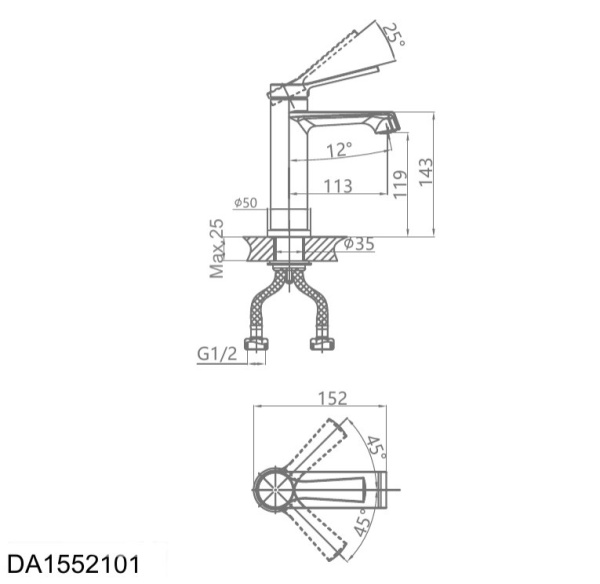 Смеситель для раковины D&amp;K Bayern.Bamberg DA1552101 хром
