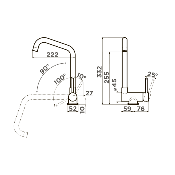 Смеситель для кухни Omoikiri Mori 4994320 без подключения к фильтру хром