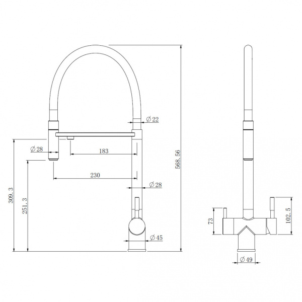 Смеситель для кухни Abber Wasser Kreis AF81141SP с подключением к фильтру сатин