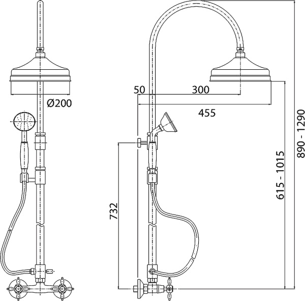 Душевая система со смесителем Cezares Nostalgia NOSTALGIA-CD-03/24-M монтаж   