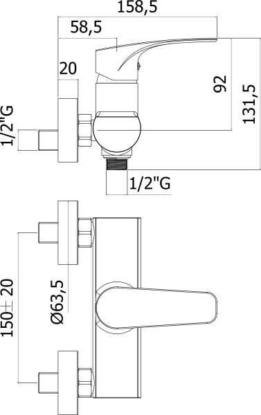 Смеситель для душа Paffoni Lime LM168CR настенный 
без термостата 