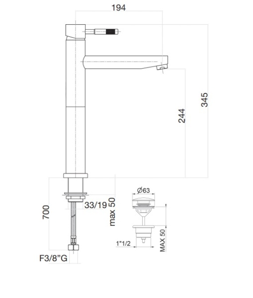 Смеситель для раковины Webert Rimini RI831402010 золото