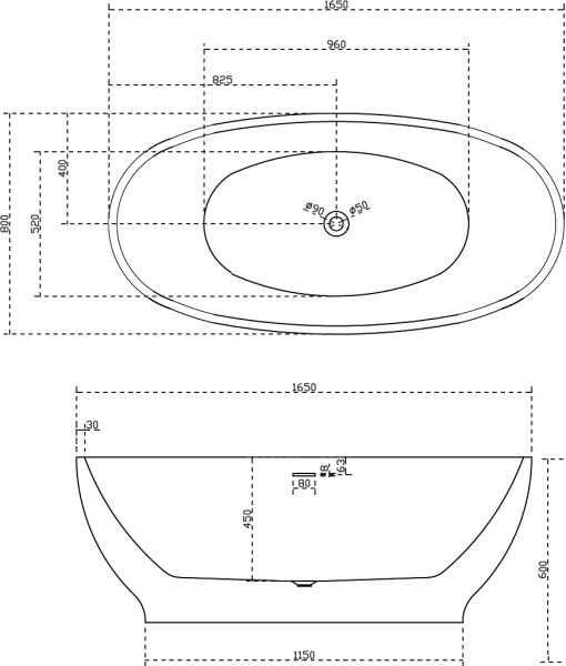 Акриловая ванна Abber  AB9207MB 165x80