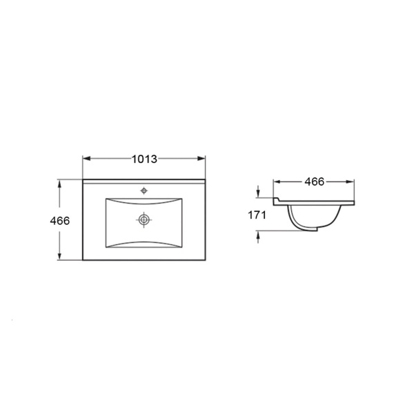 Раковина мебельная прямоугольная Vincea  VBS-13100MA фарфор цвет серый матовый