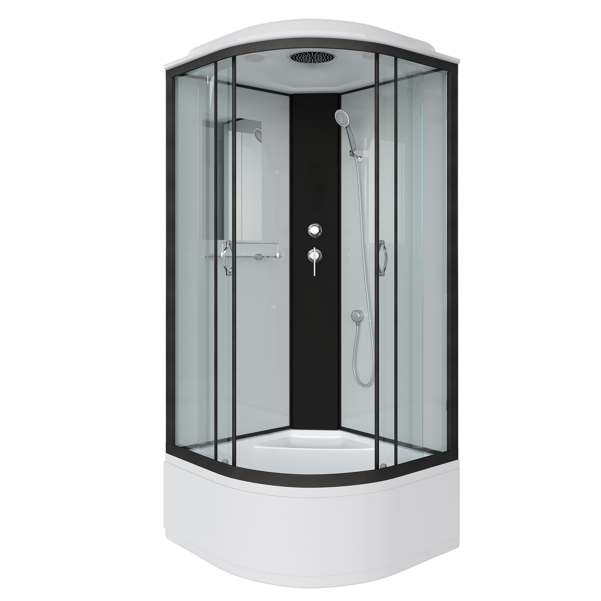 Душевая кабина с крышей Niagara Classic NG-6707-14 четверть круга  80x80 стекла прозрачные, профиль черный