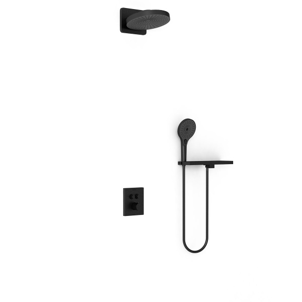 Душевая система со смесителем Vincea  VSFW-3I21T1RMB монтаж встраиваемая в стену с термостатом матовый черный
