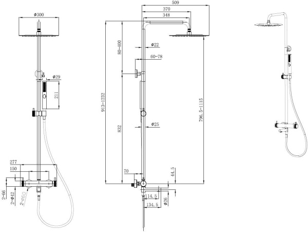 Душевая система со смесителем Allen Brau Priority 5.31A10-00 монтаж настенная без термостата хром