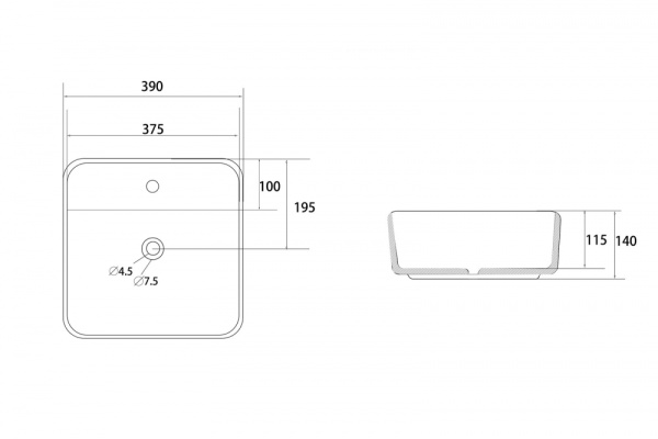 Раковина  квадратная  Abber Rechteck AC2215 фаянс цвет белый