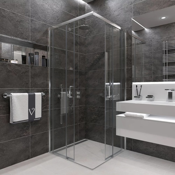 Душевой угол Veconi  RV47-90-01-C4 90x90 стекла прозрачные, профиль хром