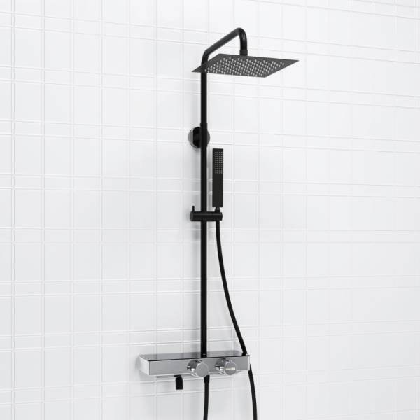 Душевая система со смесителем Wasserkraft  A114.255.218.CB Thermo монтаж настенная с термостатом черный